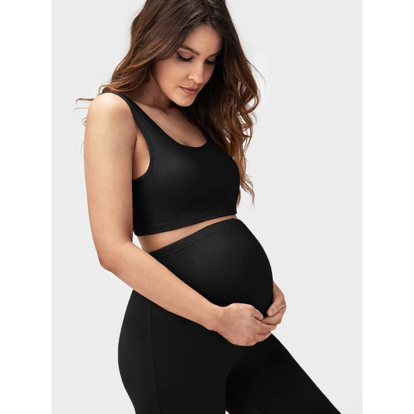 Maternity Scoop Neck Crop Top Leggings Set - Picture 6 of 9